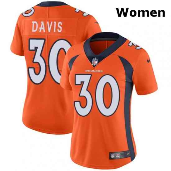 Womens Nike Denver Broncos 30 Terrell Davis Orange Team Color Vapor Untouchable Limited Player NFL Jersey